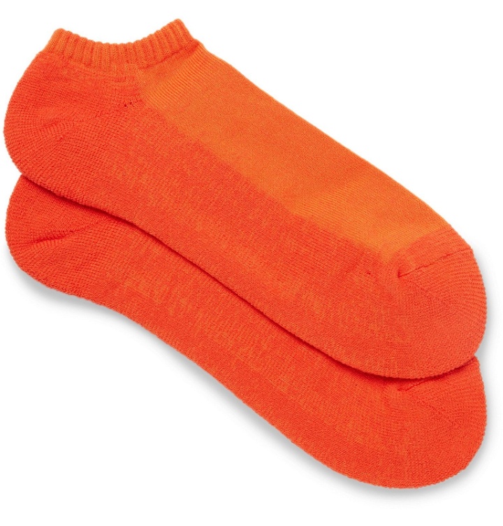 Photo: Mr P. - Cotton-Blend No-Show Socks - Orange