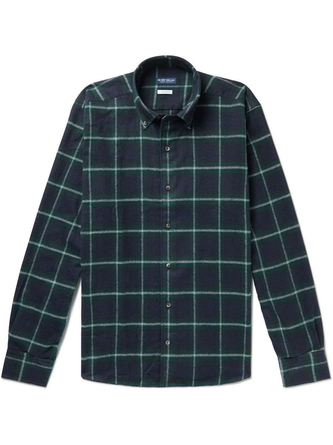 Peter Millar ButtonDown Collar Checked CottonFlannel Shirt Green