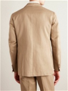 De Petrillo - Unstructured Cotton and Linen-Blend Suit Jacket - Brown