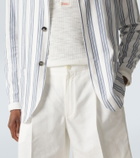 Brioni Pleated linen and cotton shorts