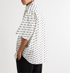 Balenciaga - Oversized Button-Down Collar Logo-Print Cotton-Poplin Shirt - White