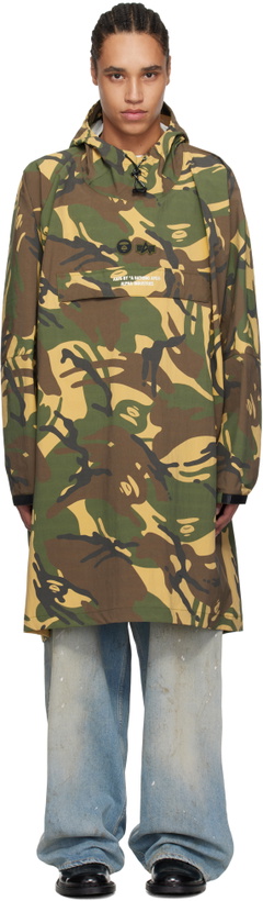Photo: AAPE by A Bathing Ape Khaki Alpha Industries Edition Camo Hooded Rain Coat