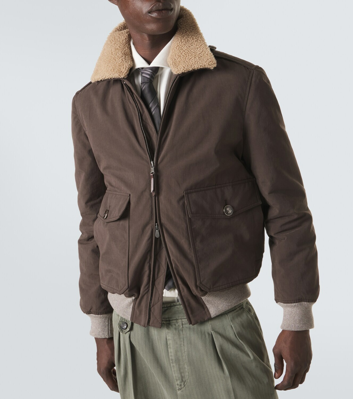 Brunello Cucinelli Shearling-trimmed blouson jacket