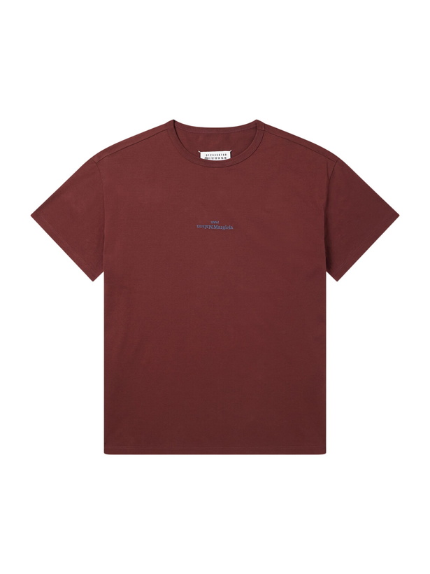 Photo: Maison Margiela - Logo-Embroidered Cotton-Jersey T-Shirt - Red