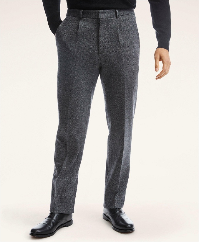 Photo: Brooks Brothers Men's Knit Herringbone Suit Trousers | Grey