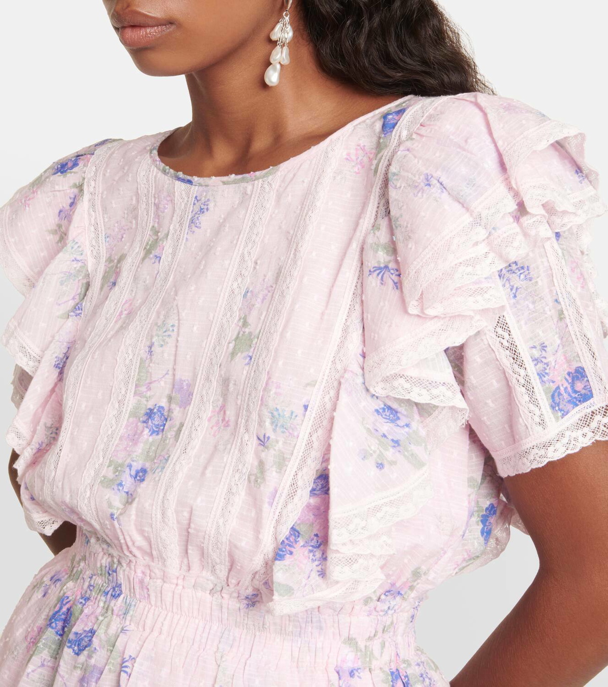 LoveShackFancy Natasha lace-trimmed cotton minidress