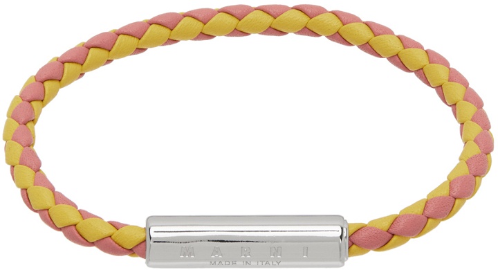 Photo: Marni Pink & Yellow Braided Leather Bracelet