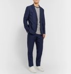 Mr P. - Navy Slim-Fit Cotton and Linen-Blend Twill Trousers - Blue