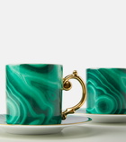 L'Objet - Malachite set of 6 espresso cups and saucers