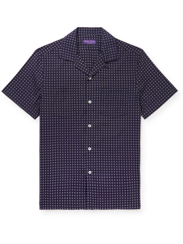 Photo: Ralph Lauren Purple label - Camp-Collar Printed Lyocell and Cotton-Blend Shirt - Blue
