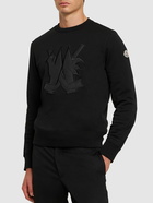 MONCLER - Logo Patch Cotton Crewneck Sweatshirt