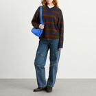 Damson Madder Women's Odette V-Neck Stripe Jumper in Olve