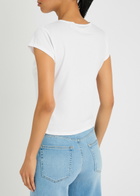 Frame The Gathered Stretch-cotton T-shirt White