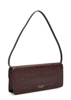 Victoria Beckham Dorian East-west Crocodile-effect Leather Clutch - Dark Brown - One Size