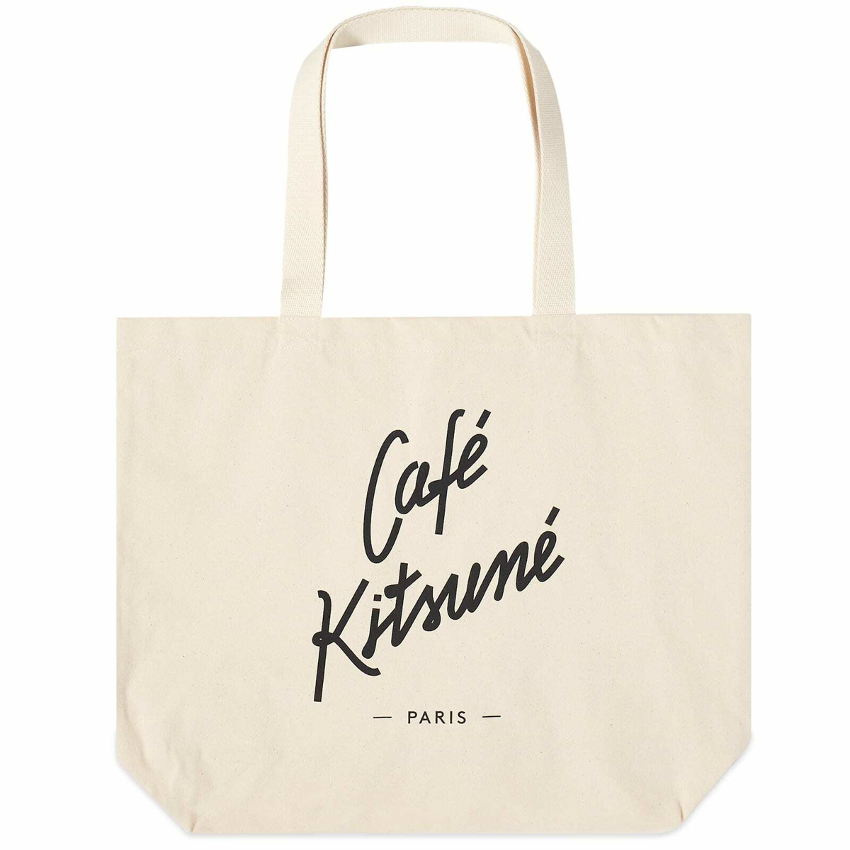 Photo: Maison Kitsuné Cafe Kitsuné Tote Bag in Latte