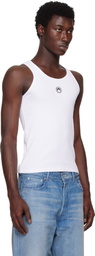 Marine Serre White Organic Cotton Rib Tank Top
