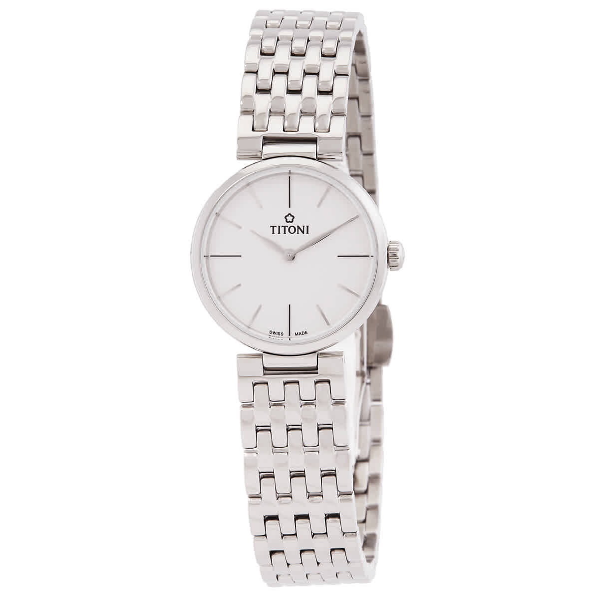 Titoni Slenderline Quartz Silver Dial Ladies Watch TQ-42718-S-606