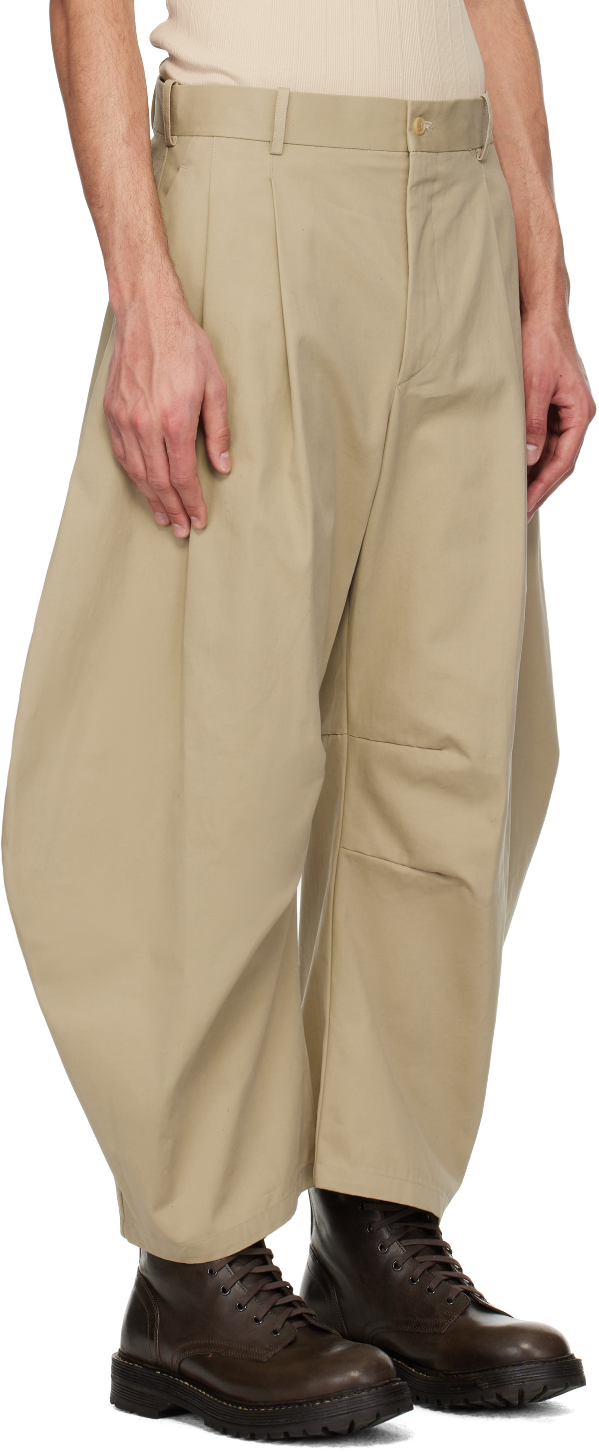 Hed Mayner Khaki Curved Trousers Hed Mayner