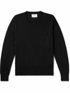 AMI PARIS - Logo-Embroidered Merino Wool Sweater - Black