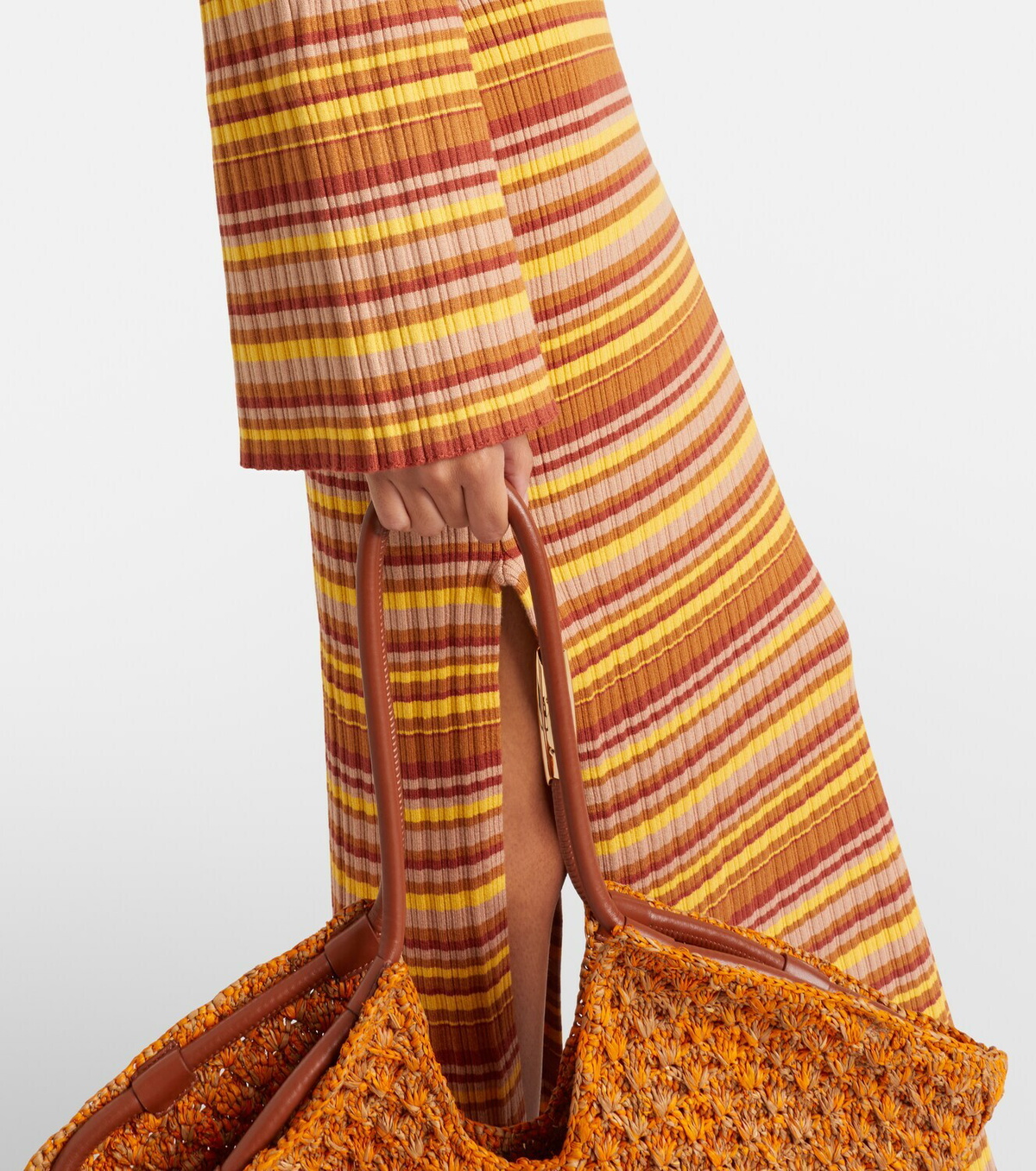 Bananhot Rey cutout ribbed-knit striped maxi dress
