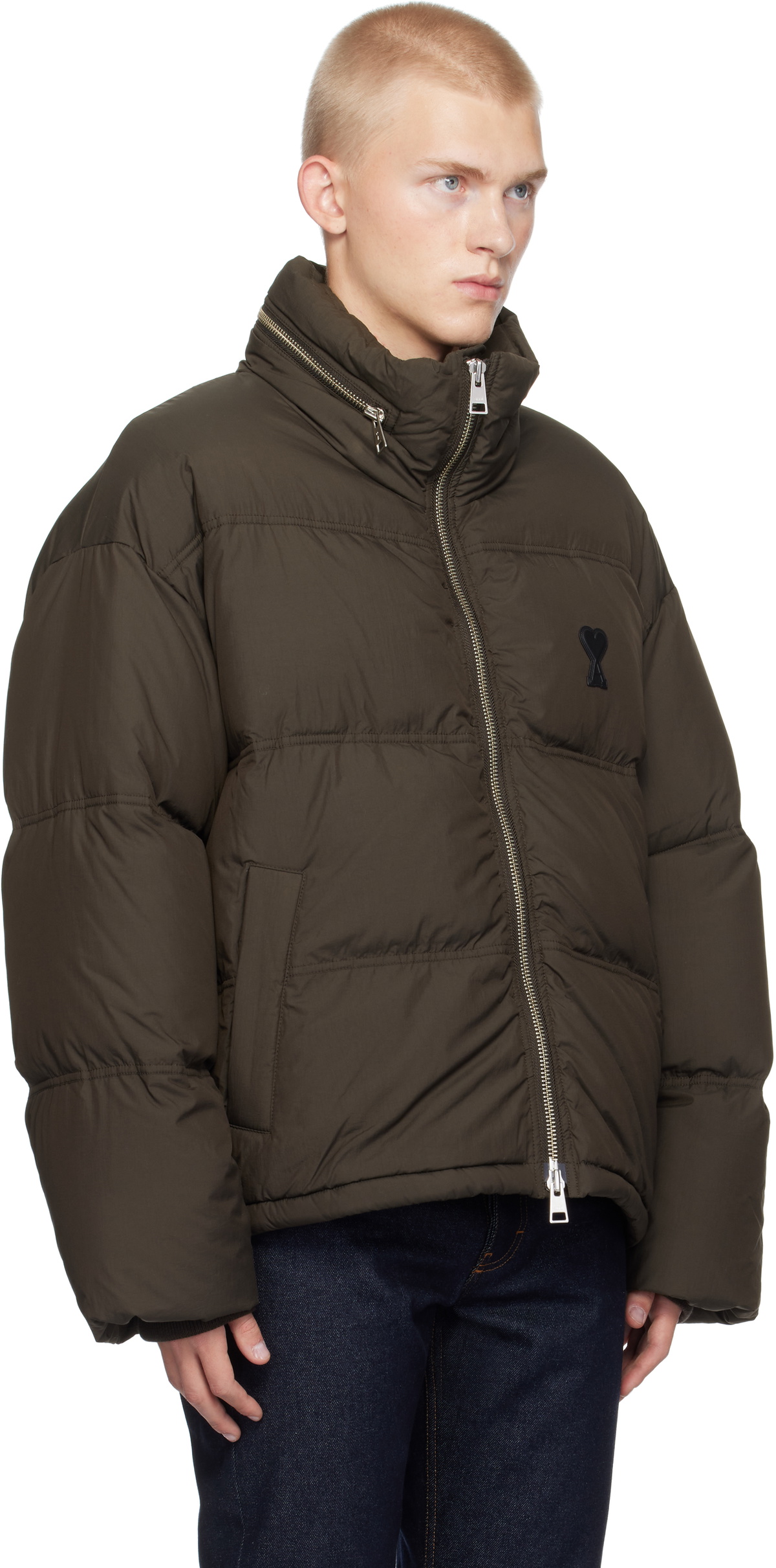 AMI Paris Brown Ami de Coeur Down Jacket AMI