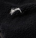 Stüssy - Logo-Embroidered Nylon-Trimmed Fleece Gilet - Black