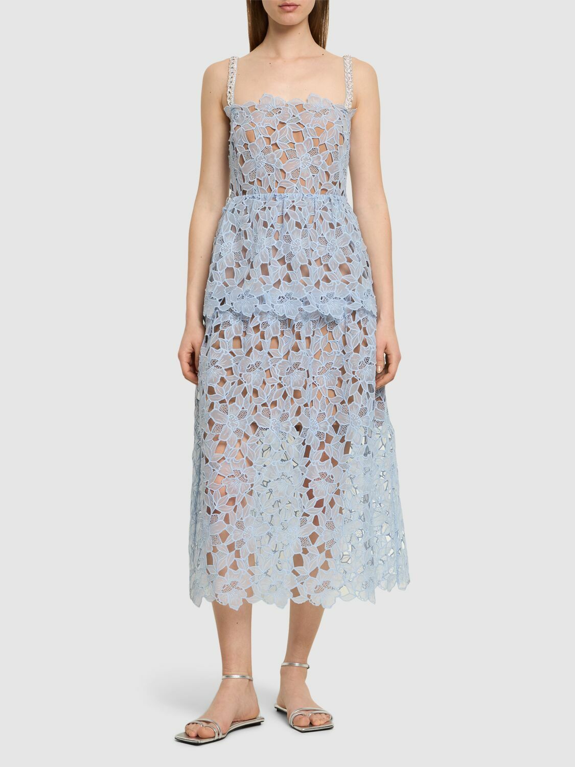 SELF-PORTRAIT ワンピース Organza lace midi dress955651 SELF-PORTRAIT Organza Lace Midi Dress Self-Portrait
