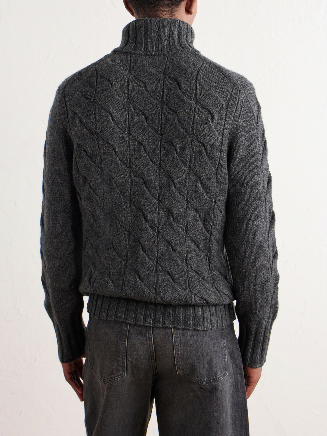 N.PEAL - Cashmere Cable-Knit Rollneck Sweater - Gray