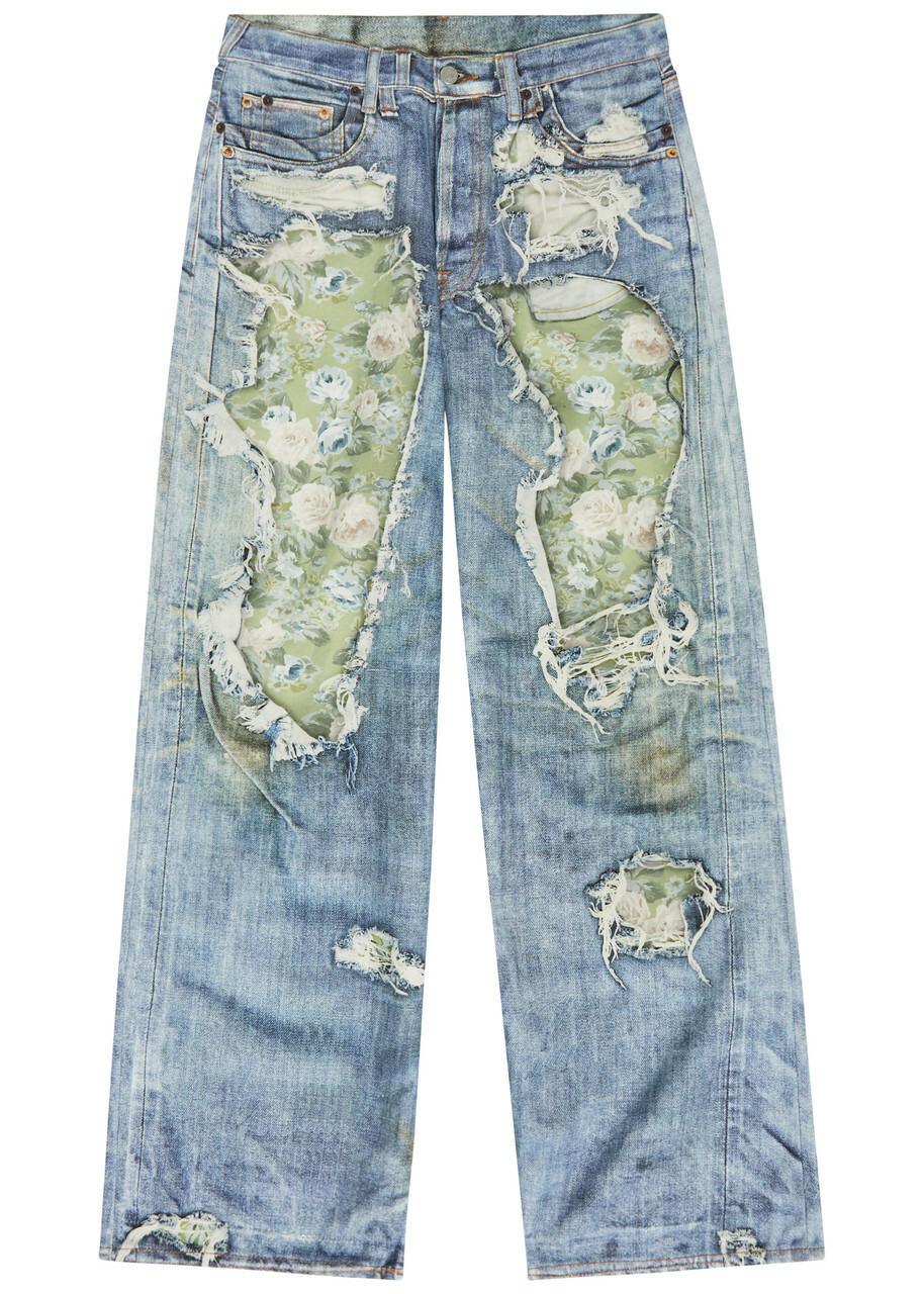 Acne Studios Printed Wide-leg Jeans Blue Denim Other