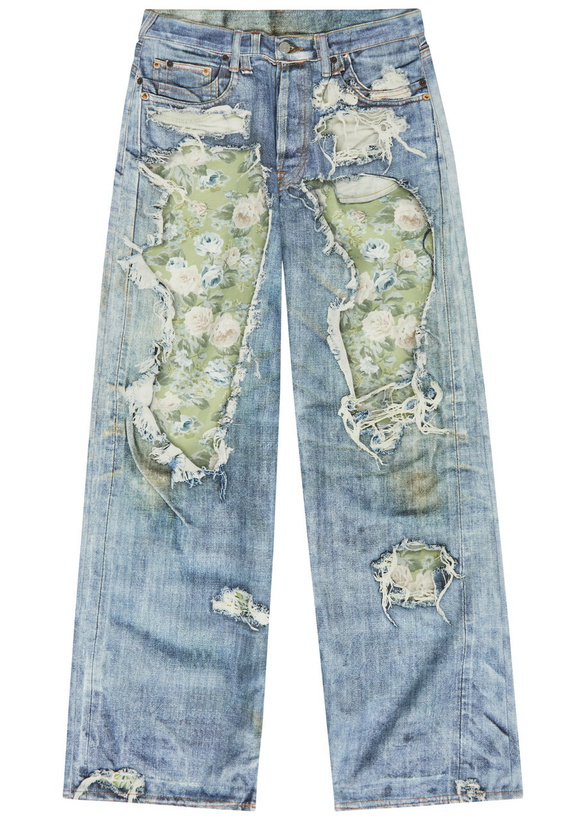 Photo: Acne Studios Printed Wide-leg Jeans Blue Denim Other
