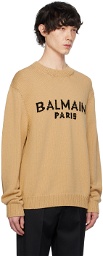 Balmain Beige Jacquard Sweater
