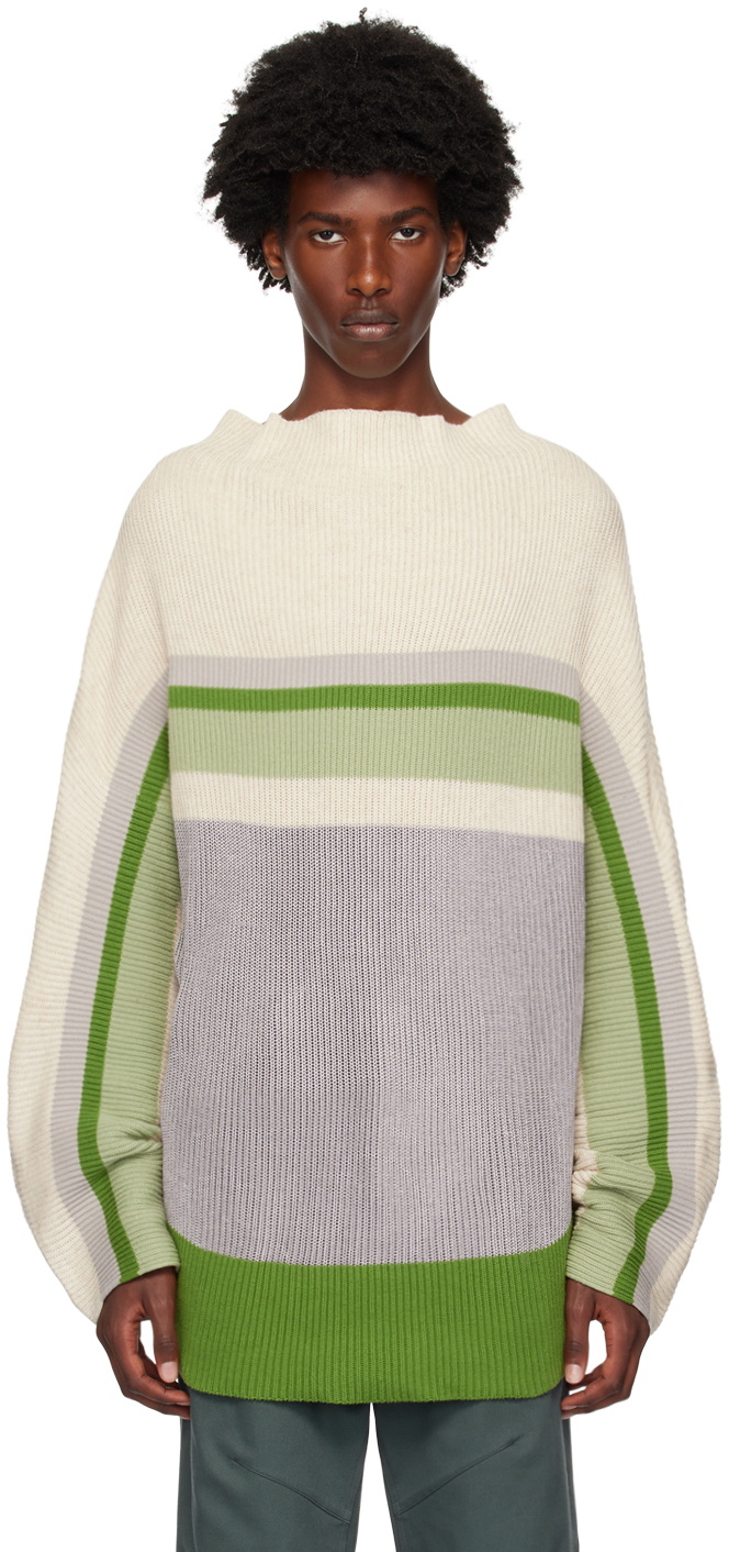 Kiko Kostadinov Off-White & Green Essick Stripe Turtleneck Kiko
