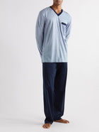 Zimmerli - Striped Cotton, Silk and Linen-Blend Pyjama Set - Blue