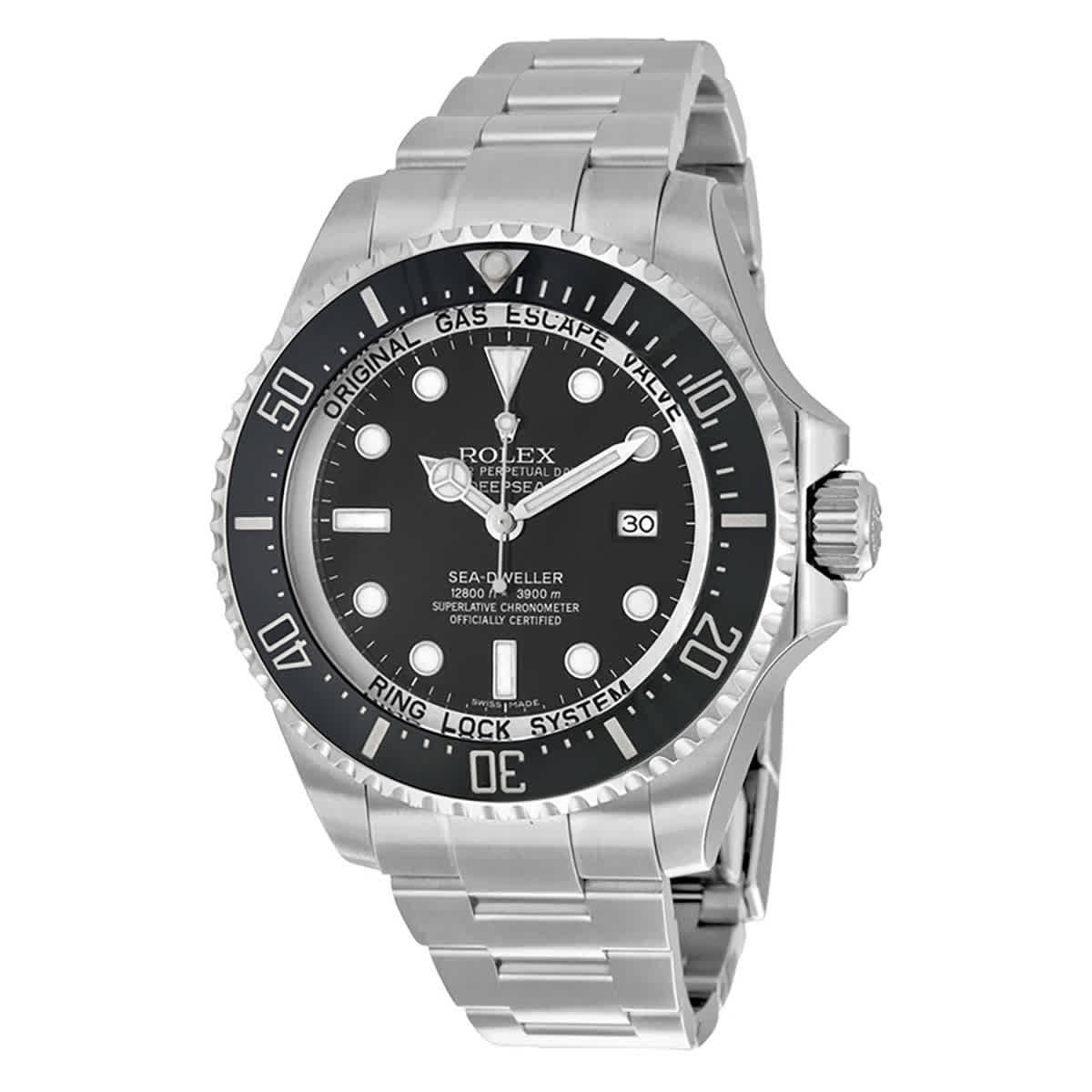 Rolex Deepsea Black Dial Stainless Steel Oyster Bracelet Automatic Mens Watch 116660BKSO