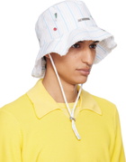 JACQUEMUS White & Blue 'The Artichaut' Bucket Hat