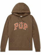 Pop Trading Company - Arch Logo-Appliquéd Cotton-Jersey Hoodie - Brown