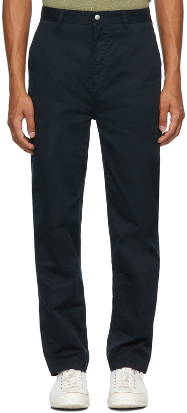 Photo: Frame Navy Elastic Cotton Chino Trousers