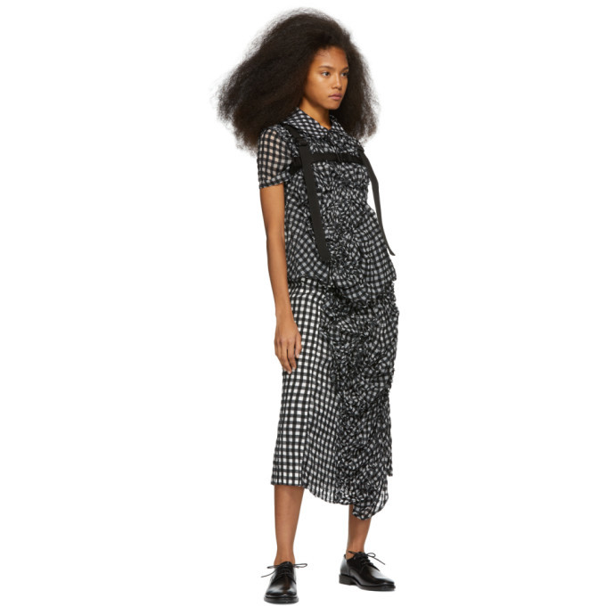 Chika Kisada Black and White Check Ruched Blouse