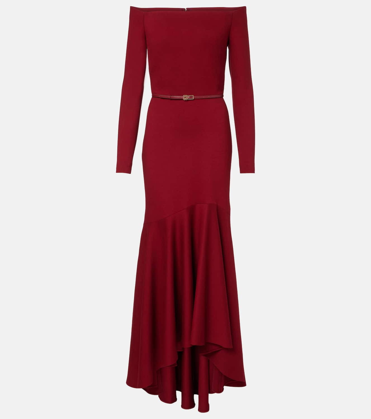 Elie Saab Belted off-shoulder jersey gown