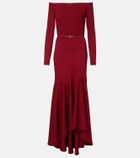 Elie Saab Belted off-shoulder jersey gown