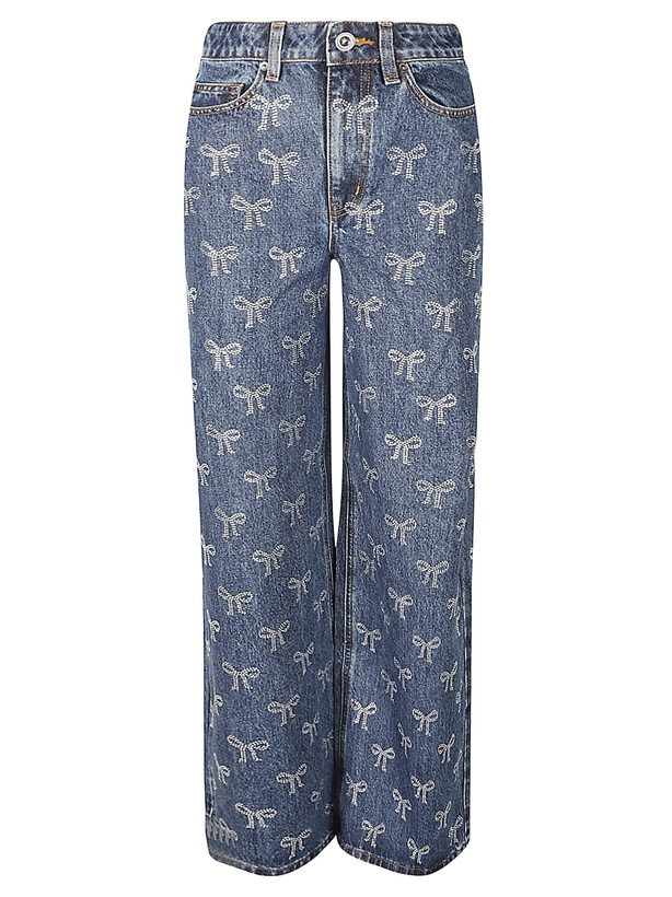 Photo: self-portrait Rhinestone Bow Denim Jeans