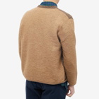 Universal Works Men's Wool Fleece Cardigan in Brown/Taupe