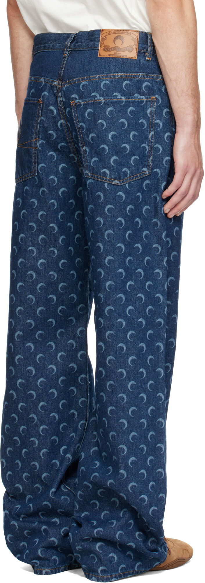 Marine Serre Blue Denim Straight Jeans