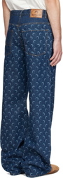 Marine Serre Blue Denim Straight Jeans