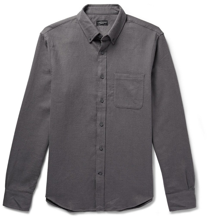 Photo: Club Monaco - Slim-Fit Button-Down Collar Double-Faced Cotton Shirt - Dark gray