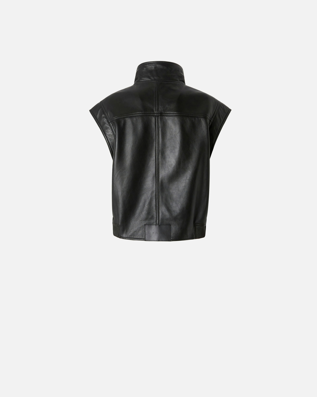 Pinko Nappa Leather Biker Jacket Limo Black