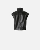 Pinko Nappa Leather Biker Jacket Limo Black