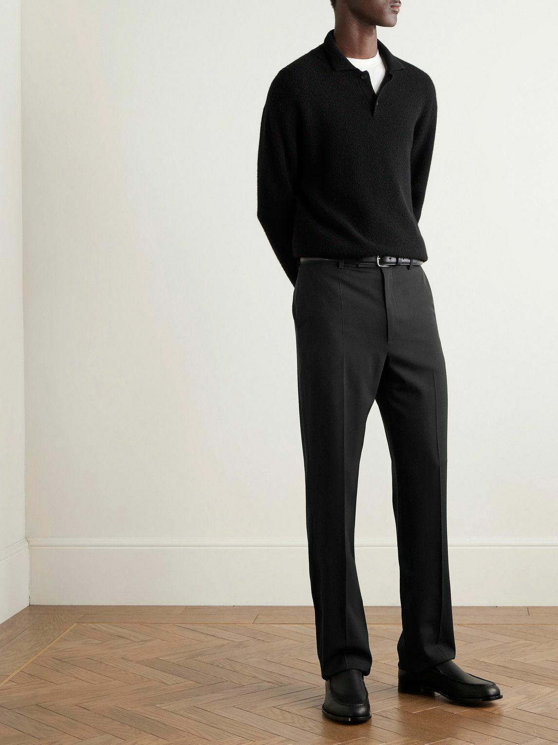 The Row - Prisa Slim-Fit Straight-Leg Wool-Twill Trousers - Black