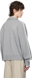 C2H4 Gray Fair Isle Knit Zip Jacket