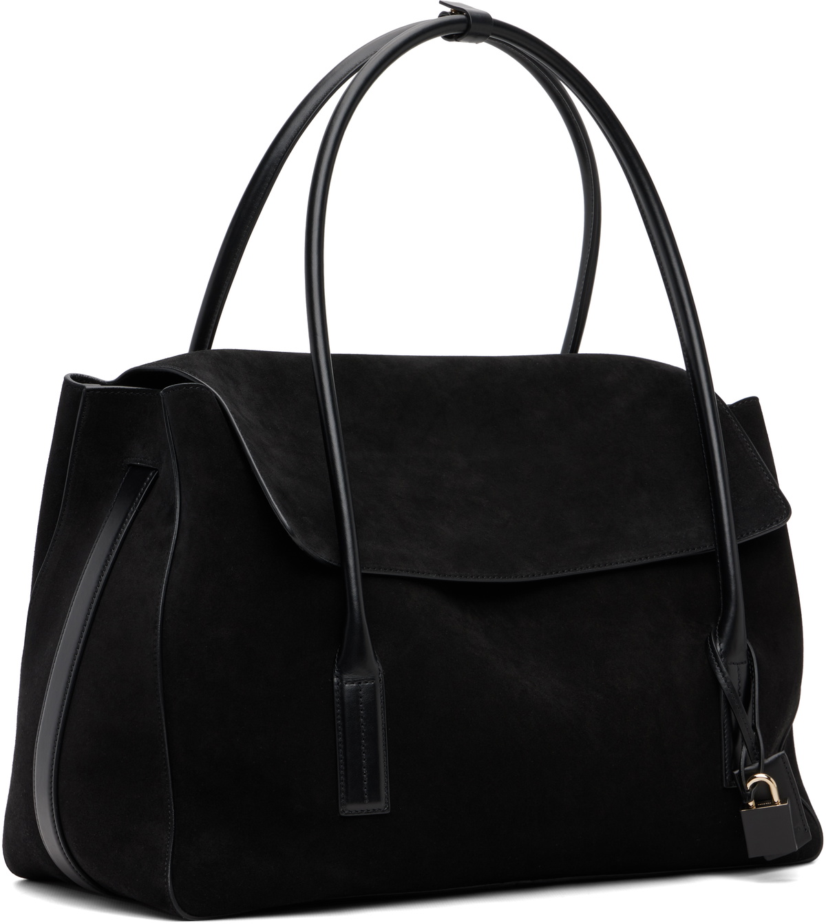 TOM FORD Black Suede Leather Eclipse Large Shoulder Bag